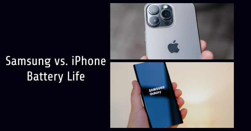 A featured blog image for an article about Samsung vs. iPhone Battery Life